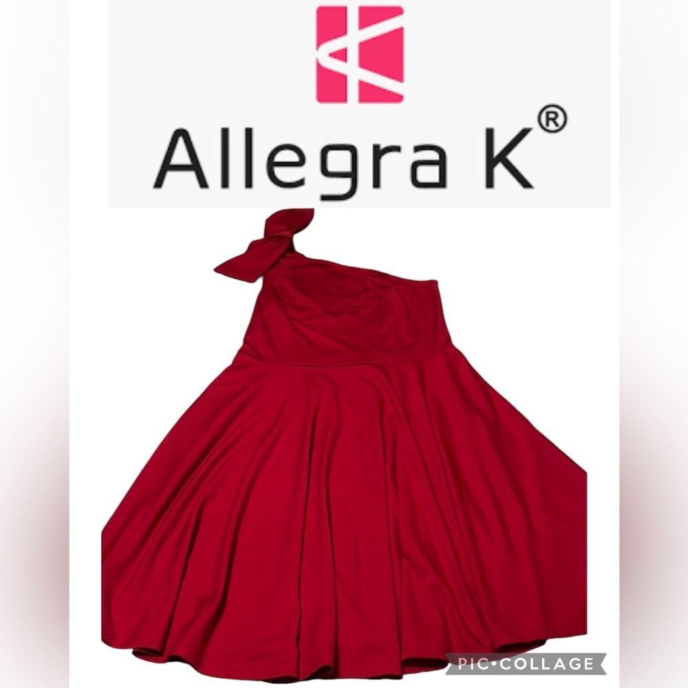 Allegra K Red Asymmetrical Tie Front Dress